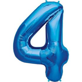 Patladı Gitti 34 inç 76-82 cm 4 Rakam Mavi Folyo Balon