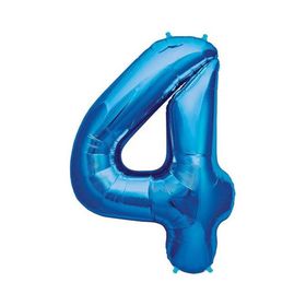 Patladı Gitti 34 inç 76-82 cm 4 Rakam Mavi Folyo Balon