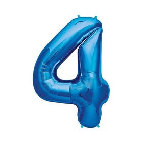 Patladı Gitti 34 inç 76-82 cm 4 Rakam Mavi Folyo Balon