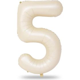 Patladı Gitti 34 inç 76-82 cm 5 Rakam Krem Folyo Balon