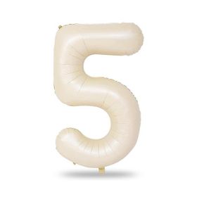 Patladı Gitti 34 inç 76-82 cm 5 Rakam Krem Folyo Balon