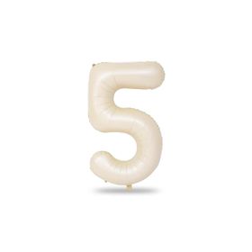 Patladı Gitti 34 inç 76-82 cm 5 Rakam Krem Folyo Balon