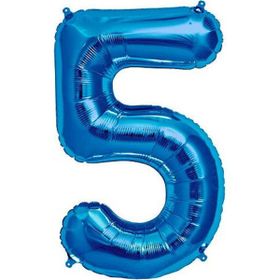 Patladı Gitti 34 inç 76-82 cm 5 Rakam Mavi Folyo Balon