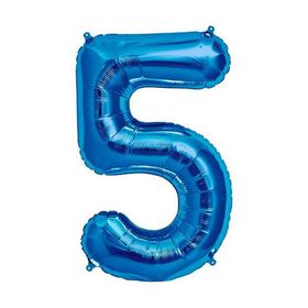 Patladı Gitti 34 inç 76-82 cm 5 Rakam Mavi Folyo Balon