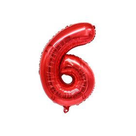 Patladı Gitti 34 inç 76-82 cm 6 Rakam Kırmızı Folyo Balon