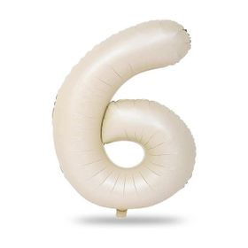 Patladı Gitti 34 inç 76-82 cm 6 Rakam Krem Folyo Balon