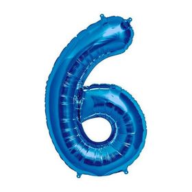 Patladı Gitti 34 inç 76-82 cm 6 Rakam Mavi Folyo Balon