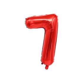 Patladı Gitti 34 inç 76-82 cm 7 Rakam Kırmızı Folyo Balon