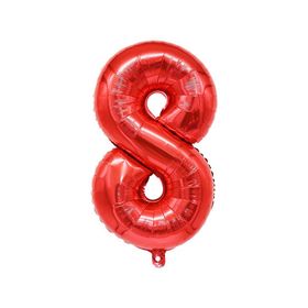 Patladı Gitti 34 inç 76-82 cm 8 Rakam Kırmızı Folyo Balon
