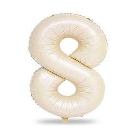 Patladı Gitti 34 inç 76-82 cm 8 Rakam Krem Folyo Balon