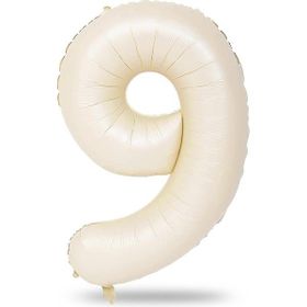 Patladı Gitti 34 inç 76-82 cm 9 Rakam Krem Folyo Balon