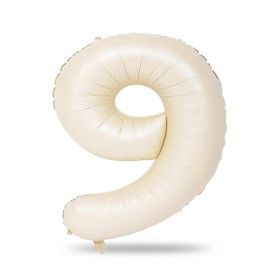 Patladı Gitti 34 inç 76-82 cm 9 Rakam Krem Folyo Balon