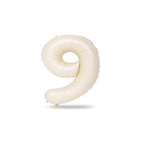 Patladı Gitti 34 inç 76-82 cm 9 Rakam Krem Folyo Balon