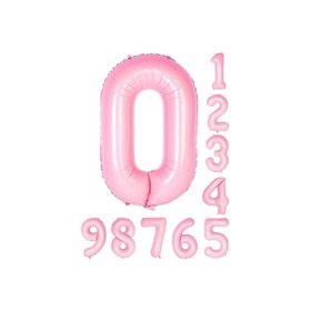 Patladı Gitti 34 inç 76 cm 0 Sıfır Rakam Pembe Folyo Balon