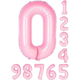Patladı Gitti 34 inç 76 cm 0 Sıfır Rakam Pembe Folyo Balon