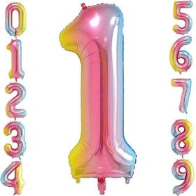 Patladı Gitti 34 inç 76 cm 1 Bir Rakam Gökkuşağı Folyo Balon