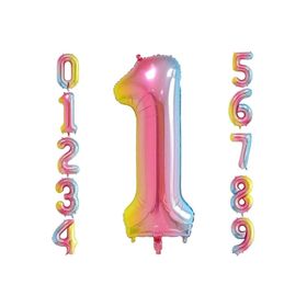 Patladı Gitti 34 inç 76 cm 1 Bir Rakam Gökkuşağı Folyo Balon