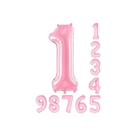 Patladı Gitti 34 inç 76 cm 1 Bir Rakam Pembe Folyo Balon