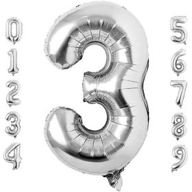 Patladı Gitti 34 inç 76 cm 3 Üç Rakam Gümüş Folyo Balon