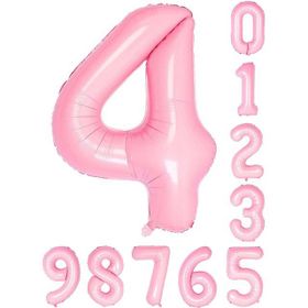 Patladı Gitti 34 inç 76 cm 4 Dört Rakam Pembe Folyo Balon
