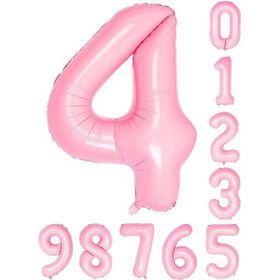 Patladı Gitti 34 inç 76 cm 4 Dört Rakam Pembe Folyo Balon