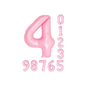 Patladı Gitti 34 inç 76 cm 4 Dört Rakam Pembe Folyo Balon