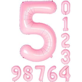 Patladı Gitti 34 inç 76 cm 5 Beş Rakam Pembe Folyo Balon