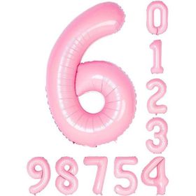 Patladı Gitti 34 inç 76 cm 6 Altı Rakam Pembe Folyo Balon