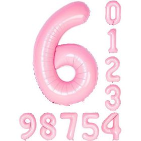 Patladı Gitti 34 inç 76 cm 6 Altı Rakam Pembe Folyo Balon