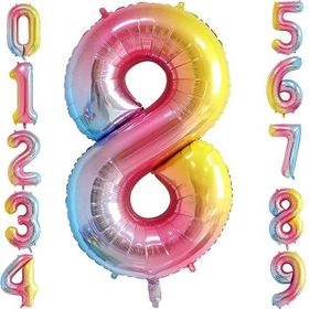 Patladı Gitti 34 inç 76 cm 8 Sekiz Rakam Gökkuşağı Folyo Balon