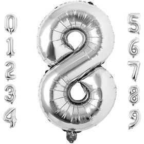 Patladı Gitti 34 inç 76 cm 8 Sekiz Rakam Gümüş Folyo Balon