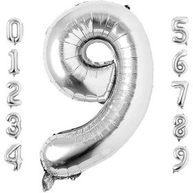 Patladı Gitti 34 inç 76 cm 9 Dokuz Rakam Gümüş Folyo Balon