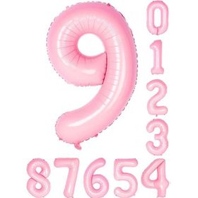 Patladı Gitti 34 inç 76 cm 9 Dokuz Rakam Pembe Folyo Balon