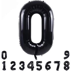 Patladı Gitti 34 inç 82 cm 0 Siyah Rakam Folyo Balon