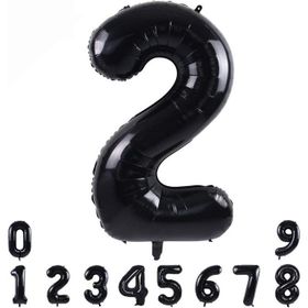 Patladı Gitti 34 inç 82 cm 2 Siyah Rakam Folyo Balon