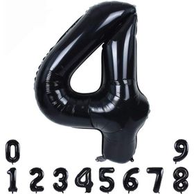 Patladı Gitti 34 inç 82 cm 4 Siyah Rakam Folyo Balon