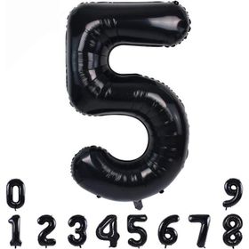 Patladı Gitti 34 inç 82 cm 5 Siyah Rakam Folyo Balon