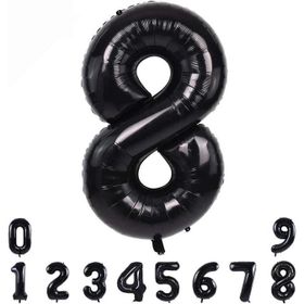 Patladı Gitti 34 inç 82 cm 8 Siyah Rakam Folyo Balon