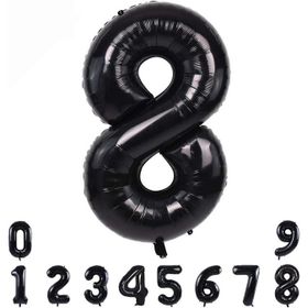 Patladı Gitti 34 inç 82 cm 8 Siyah Rakam Folyo Balon