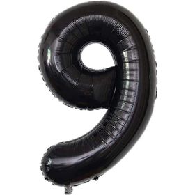 Patladı Gitti 34 inç 82 cm 9 Siyah Rakam Folyo Balon