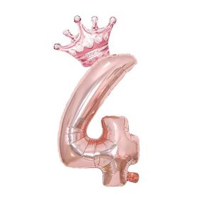 Patladı Gitti 4 Rakam Kral Tacı Rose Gold Folyo Balon Doğum Günü Parti Kutlama Seti