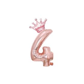 Patladı Gitti 4 Rakam Kral Tacı Rose Gold Folyo Balon Doğum Günü Parti Kutlama Seti