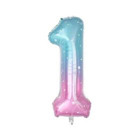 Patladı Gitti 40 inç 100 cm 1 Rakam Yıldızlı Gökkuşağı Folyo Balon