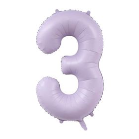 Patladı Gitti 40 inç 100 cm 3 Rakam Lila Folyo Balon