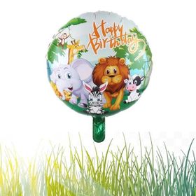 Patladı Gitti 45 cm 18 inç Safari Yuvarlak Happy Birthday Folyo Balon
