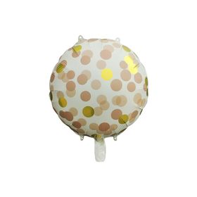 Patladı Gitti 45 cm Kahverengi Gold Puantiyeli Yuvarlak Folyo Balon