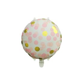 Patladı Gitti 45 cm Pembe Gold Puantiyeli Yuvarlak Folyo Balon