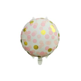 Patladı Gitti 45 cm Pembe Gold Puantiyeli Yuvarlak Folyo Balon