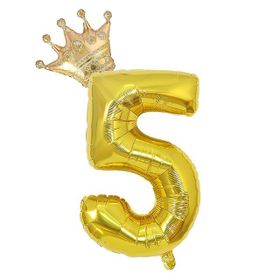 Patladı Gitti 5 Rakam Kral Tacı Gold Folyo Balon Doğum Günü Parti Kutlama Seti