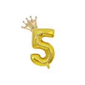 Patladı Gitti 5 Rakam Kral Tacı Gold Folyo Balon Doğum Günü Parti Kutlama Seti